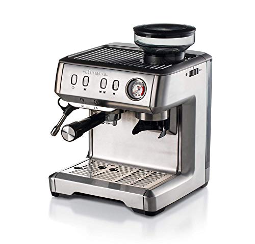 Ariete 1313 Cafetera Espresso de Metal Monodosis, 1600W, 15 Bars, 2 Litros,Café En Polvo Y Ese Pods, Cappuccino, Molinillo Integrado, Cuerpo Acero Inoxidable