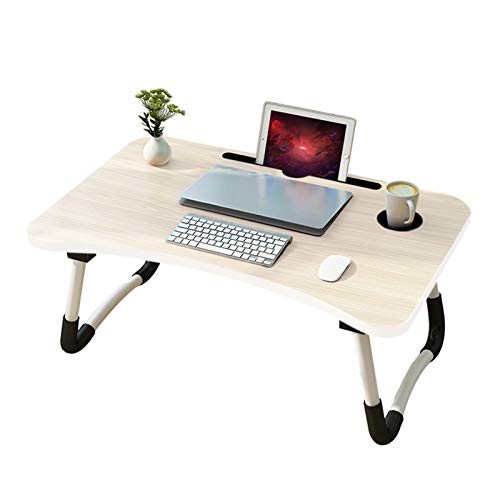 arvioo Mesa para portátil Mesa portátil Cama para Mesa Lapdesks para portátiles Altura Plegable 60 x40x 28 cm（Ranura y portavasos）