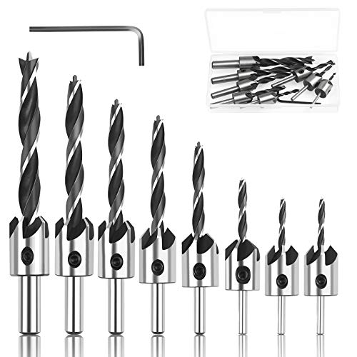 avellanadora broca ZoomSky para taladrar pino de 8pcs broca para madera de tomaño diferente 3-10 mm de broca ajustable con regalo de L forma de tornillo