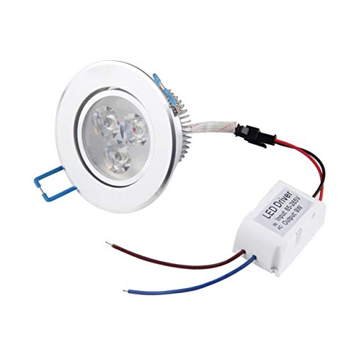 Ba30DEllylelly Lámpara empotrada en el techo con luz empotrada LED de 9 W, bombilla de iluminación + controlador, ahorro de energía, respetuoso con el medio ambiente, larga vida útil