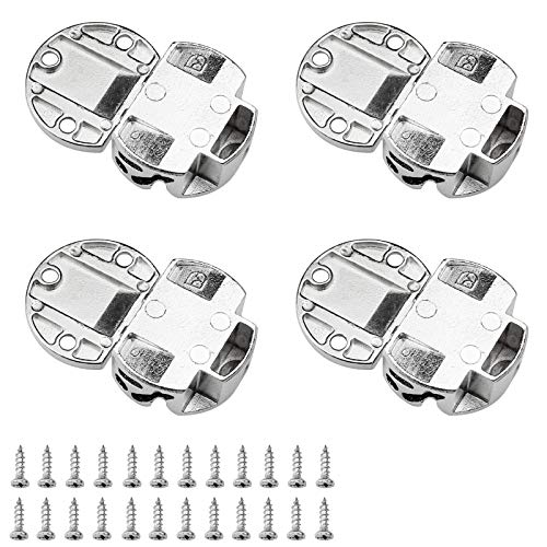 Baven 4 Pieces Bisagra de Solapa con Tornillo, Bisagra Ajustable de 180 Grados Bisagra Oculta de Aleación de Zinc, Accesorios de Hardware para Muebles para Gabinetes, Mesas, Puertas de Madera