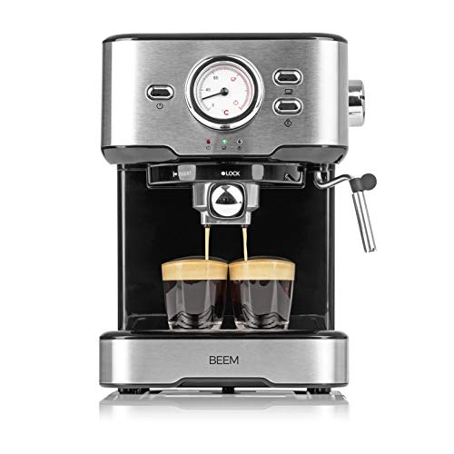 BEEM ESPRESSO-SELECT cafetera semiautomática de 15 bares | Espresso, cappuccino, latte macchiato, calidad de barista | Carcasa de acero inoxidable cepillado