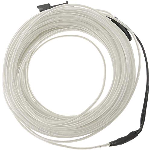 BeMatik - Cable electroluminiscente transparente-blanco de 1.3mm en bobina 5m de cable con pilas