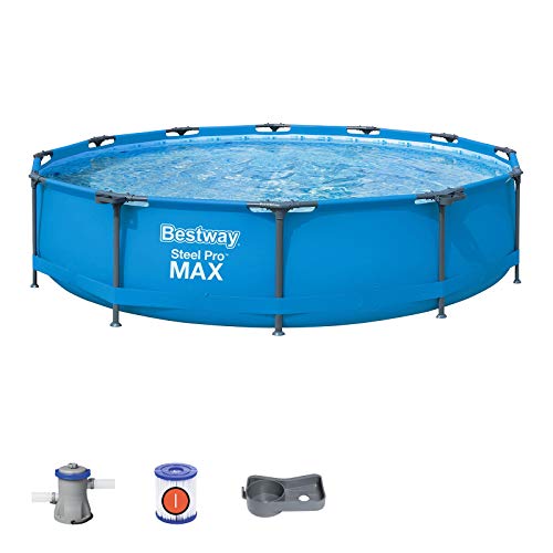 Bestway 56416 – Steel Pro Max – Piscina exterior redonda, 366 x 76 cm, bomba de filtrado incluida