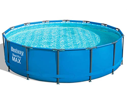 Bestway 56950 | Steel Pro Max – Piscina exterior redonda 427 x 107 cm, bomba de filtrado, escalera y cubierta incluidas