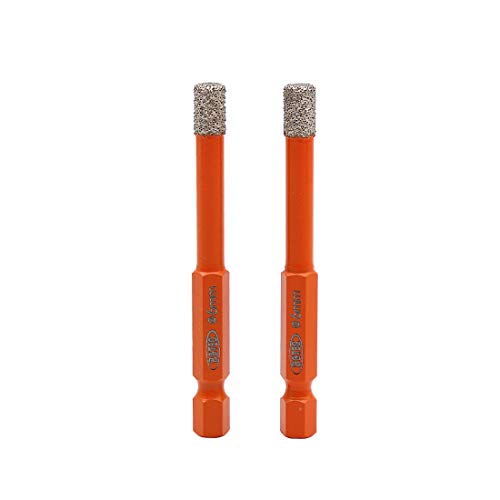 BGTEC Brocas de Diamante en Seco con Vástago Hexagonal de Cambio Rápido para Baldosas de Porcelana, Mármol, Cerámica, Ladrillo, 2 piezas de Diámetro 6 mm