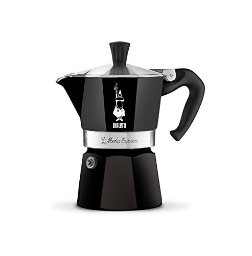 Bialetti Moka Express Cafetera Italiana Espresso, Aluminio, Negro, 3 Tazas