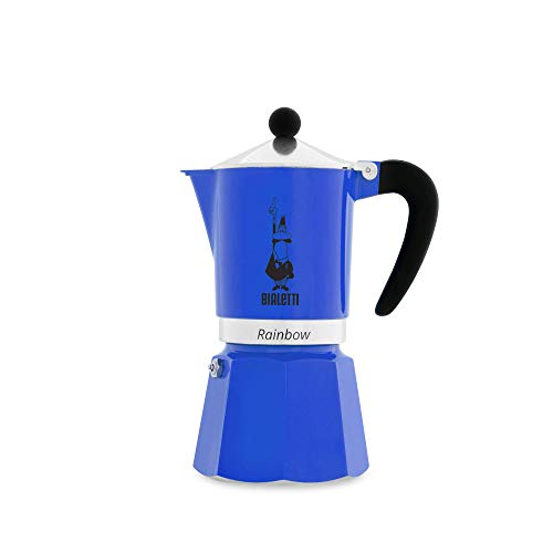 Bialetti Rainbow Cafetera Italiana Espresso, 6 Taza, Aluminio, Azul