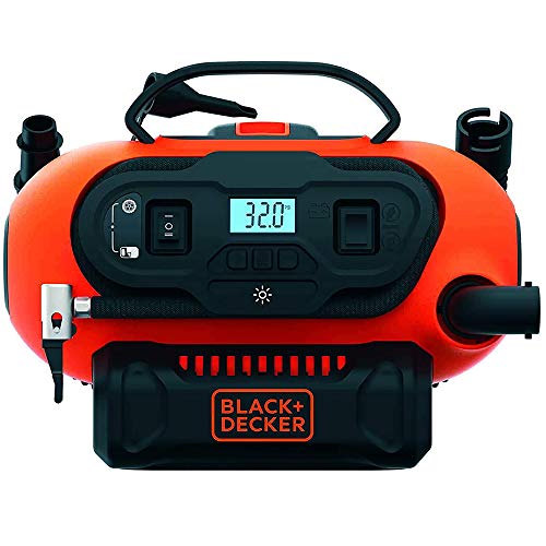 Black+Decker BDCINF18N-QS - Compresor de aire 160 PSI, corriente CA/CC 230V/12V y corriente CC para baterías 18 V