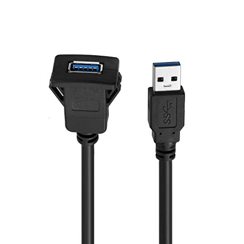 Bolongking Cable USB de montaje empotrado USB 3.0 Extensión USB Montaje en salpicadero, montaje empotrado, cable de montaje en panel, para coche, barco, motocicleta (cuadrado USB 3.0 2M)