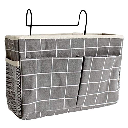 Bolsillo Organizador para Colgaren la Cama Sofá Lona Bolsillo para Cama Organizador de Cabecera Gran Capacidad Organizador de Almacenamiento Colgante Durable para Hogar Escuela Litera (Red gris)