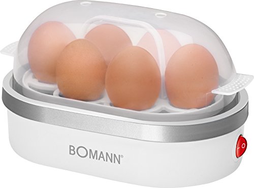 Bomann WK 5005 G CB Cuece huevos, 400 W, 1.7 litros, Vidrio/Acero Inoxidable, Transparente/Blanco