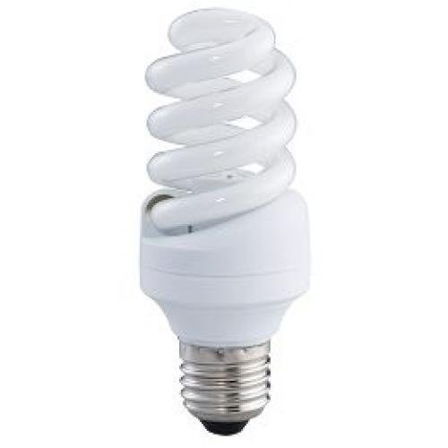 Bombilla de bajo consumo de espiral MINI 13W rosca E27 luz cálida 2700ºK, luminosidad alta 760Lm.