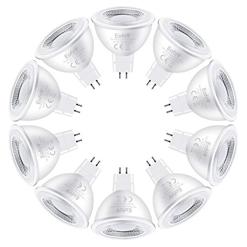 Bombilla LED MR16 Eofiti 10er Blanco Cálido LED GU5.3 12V 7W Equivalentes a 60W 50W Lámparas Halógenas AC DC 12V 2700K LED Lámpara Alto CRI 83 Ra 600LM Bombilla Iluminación 38°Ángulo de Haz