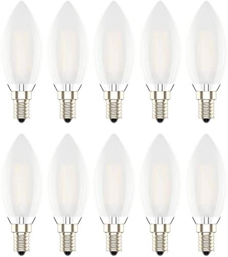 Bombillas E14 Regulables Edison Filamento Vela LED Blanco Cálido 2700K Bajo Consumo,4W Equivalente 30W Incandescente,Vidrio Mate,AC 220V