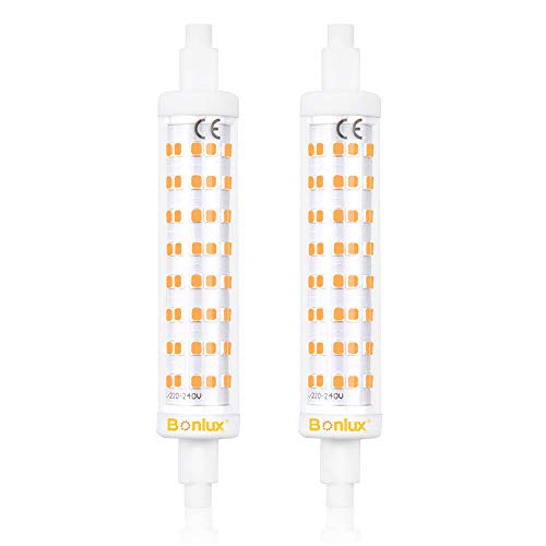 Bonlux 10W R7S 118MM Regulable Bombilla LED Lineal Slim, J118 Blanco Frío 6000K con 800LM, 360 Grados (2-Unidades)
