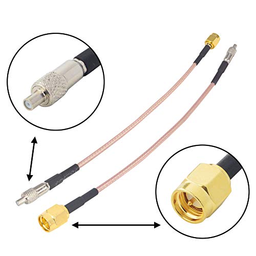 BOOBRIE 2 x Cable coaxial SMA macho a TS9 hembra adaptador coaxial RF cable SMA a TS9 15 cm Cable RG316 Cavalier de conector recto Cable de extensión SMA a TS9 Cable de antena de baja pérdida.