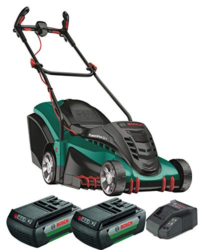 Bosch Rotak 430 LI - Cortacésped con Batería, 2 Baterías, Cesta Colectora de 50 L, Cargador, Caja de Cartón, 36 V, Anchura/Altura de Corte 43 cm/2-7 cm