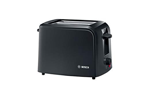 Bosch TAT3A013 CompactClass - Tostadora compacta, función de descongelación, accesorio para panecillos retráctil, apagado automático, 980 W, color negro