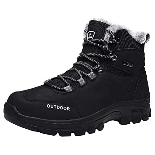 Botas De Invierno Hombre Botas De Nieve Impermeables Botas De Senderismo Cálidas Botas De Trekking Antideslizantes Negro 39