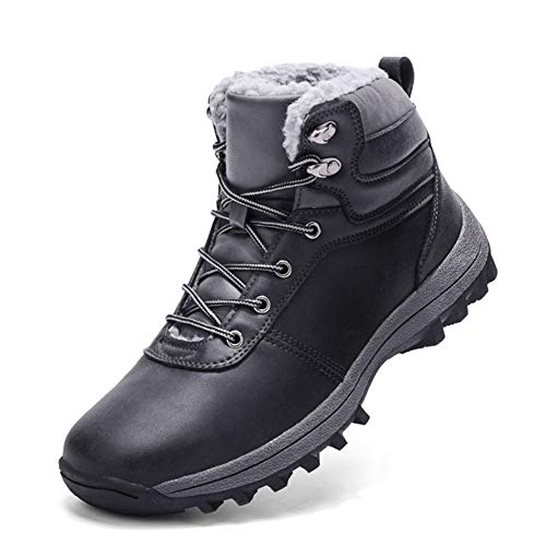 Botas de Nieve Hombre Mujer Botas de Invierno Zapatillas Trekking Impermeables Nieve Antideslizante Calientes Botines Negro 43