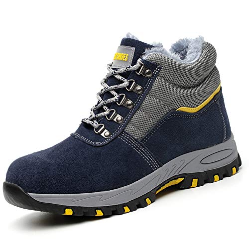 Botas de Seguridad Hombre Mujer Invierno Zapatos de Trabajo S3 con Puntera de Acero Unisex Azul Marino 35