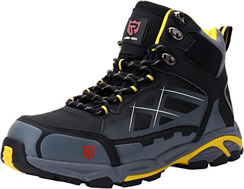 Botas de Seguridad Hombres, LM170202 Zapatos de Trabajo con Punta de Acero Reflectivo Transpirable Anti-Piercing Calzados de Trabajo 43,Negro Amarillo