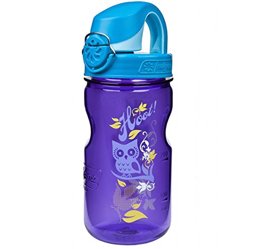 Botella para niños púrpura búho Nalgene Everyday OTF Kids 0,375 l, Violett Eule, Deckel blau-hellblau