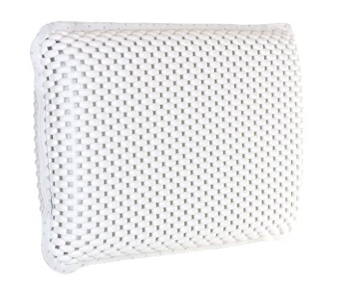 Brandsseller Cojín cervical para bañera con 8 fuertes ventosas, diseño de gofres, cojín de spa de espuma suave con efecto viscosa, PVC impermeable, aprox. 29 x 19 x 5 cm, color blanco