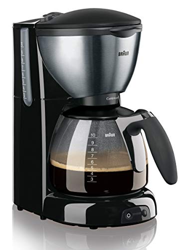 Braun KF 570/1 Cafetera de goteo, semi-automática, independiente, 1100 W, acero inoxidable, negro y plateado