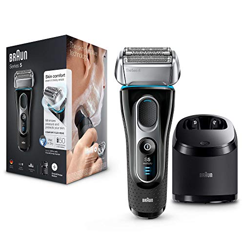 Braun Series 5 5197 Clean&Charge - Afeitadora eléctrica hombre, afeitadora barba, en húmedo y seco, máquina de afeitar barba con recortadora de precisión, negro