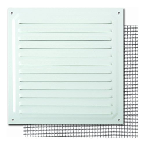 Brinox B73040D Rejilla con mosquitera, Lacado Blanco, 20 x 20 cm