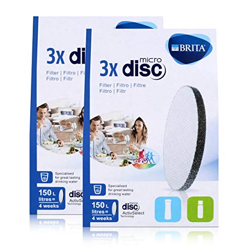 BRITA MicroDisc - Filtros de agua (3 unidades, compatible con botellas de filtro de agua Brita fill&go y jarras de filtro de agua Brita fill&serve (2 unidades)