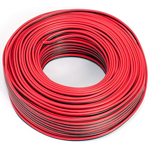 Cable de altavoz 2 x 0,75 mm², 50 m, rojo y negro, CCA, cable de audio