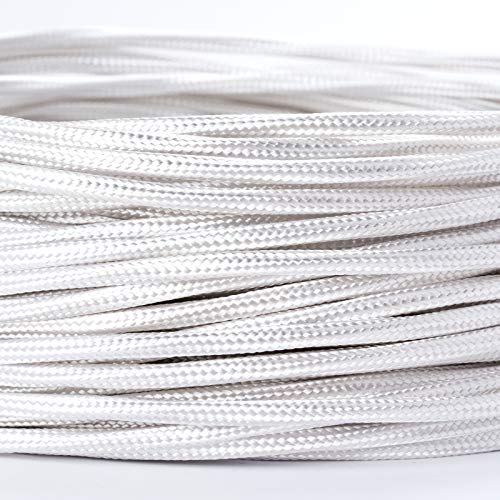 Cable textil revestido de plástico, cable de alimentación / 3 hilos 3 x 0,75 mm² con toma de tierra, accesorios de lámpara (5 m), color blanco