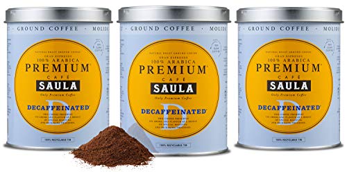 Café Saula, Pack 3 botes de 250 gr. Gran Espresso Premium descafeinado molido.