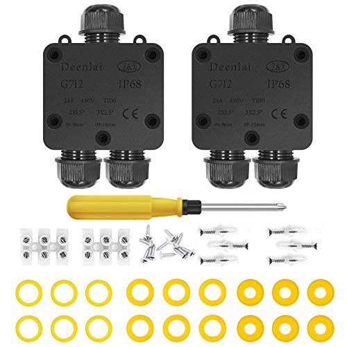 Cajas de Empalmes,IP68 Caja de Conexiones Impermeable Eléctricas para 4 mm-14 mm Diámetro del Cable,Conector Exterior Cable (2 Pack)