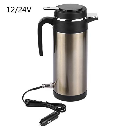 Calentador de Agua para Coche, 1200ML Taza Térmica de Acero Inoxidable para Calentar Agua, Termo de viaje (12V)