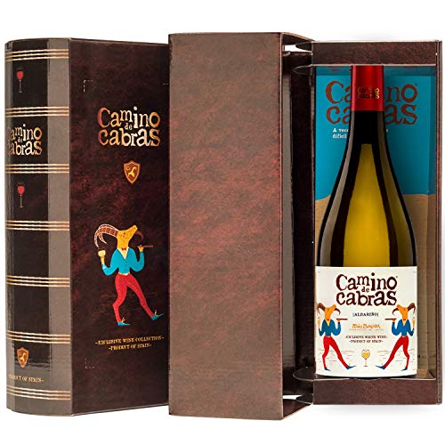 CAMINO DE CABRAS Estuche de vino - Albariño - vino blanco – D.O. Rías Baixas – Producto Gourmet - Vino para regalar - Vino Premium - 1 botella x 750 ml.