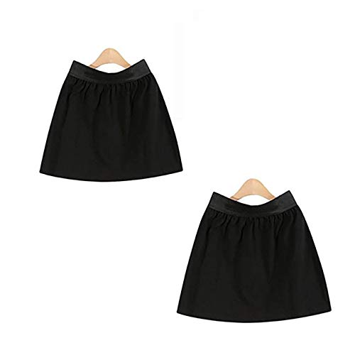 Capa Ajustable Top Inferior Falda De Barrido - Mitad-Longitud Que Divide Una Versión,Falda De Blusa De Cola De Camisa Falsa,Mini Falda Camisa Extenders,Dobladillo Versátil (Black,2Pcs)