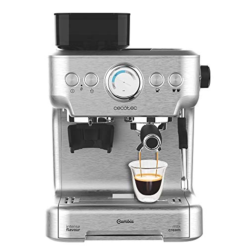 Cecotec Cafetera Cumbia Power Espresso 20 Barista Aromax. Potencia 2900 W, 2 Sistemas de Calentamiento, Bomba de presión de 20 Bares,manómetro, portafiltros con Doble Salida y 2 filtros