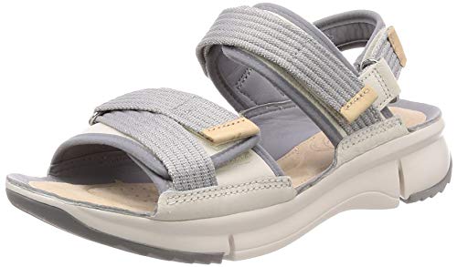 Clarks Tri Walk, Sandalias Mujer, Blanco (White Combi White Combi), 37.5 EU