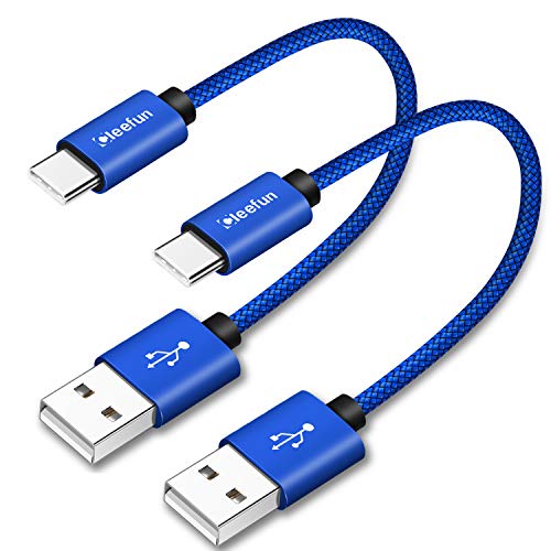 CLEEFUN Cable USB C Corto [0,3m 2 Unidades], Cable de Nailon Tipo C, Carga Rápido para Samsung Galaxy S8 S9 S10 Plus S10e, A20e A30S A50 A51, Xiaomi Moto LG Sony y más