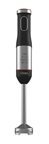 CLOEN Batidora de Mano, Easy Hand Blender, 1200W de Potencia, Mango Antideslizante, 20 velocidades, función de Turbo, Mango Soft Touch, batidora y Pica Hielo.