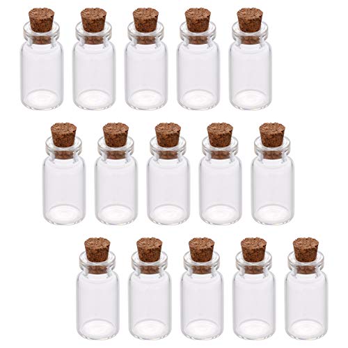 Craftdady 18 tarros de cristal de 6 ml con tapones de corcho, botellas transparentes de deseos, cosméticos, para manualidades, bodas, decoración