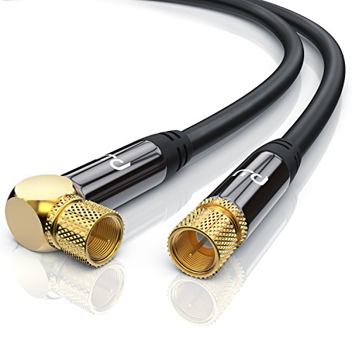 CSL-Computer 2m Cable de Antena Sat - En ángulo 90 Grado - Premium Cable de satélite HDTV - Cable coaxial - HDTV Full HD - Carcasa metálica contactos Dorados