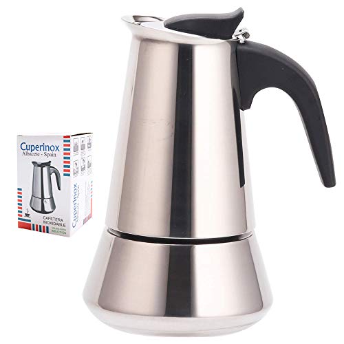 CUPERINOX Cafetera Italiana inducción | 6 Tazas | cafetera Express para Placas y vitroceramicas inducción | Acero Inoxidable | Apto lavavajillas (no Incluye Molinillo café)