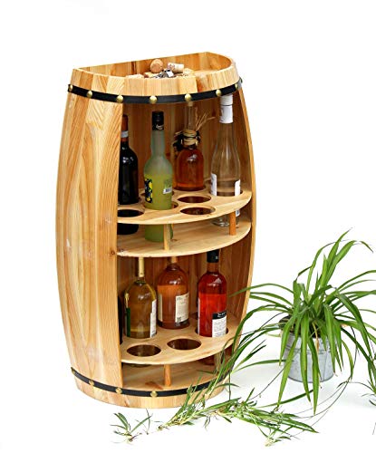 DanDiBo Botellero de madera natural semicircular de 83 cm, 9001 bar, soporte para botellas XL, barril de madera natural