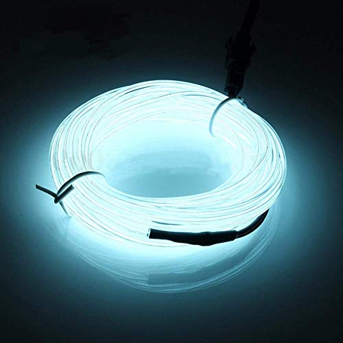 de luz de neón inalámbrica de 3m, Kit electroluminiscente con el regulador batería flexible, guirnalda luminosa para navidad, fiesta, cocina, exterior(Blanco)