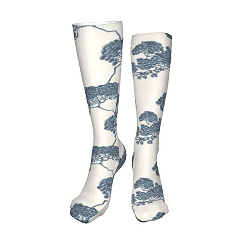 Decams Calcetines unisex de muslo alto, ligeros, bonsái, japoneses, calcetines largos para botas altas, calentadores de pierna alta, calcetines deportivos